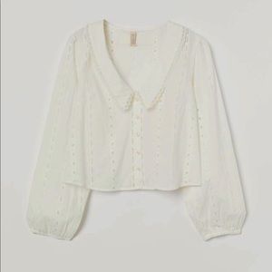 H&M Embroidered Eyelet Blouse